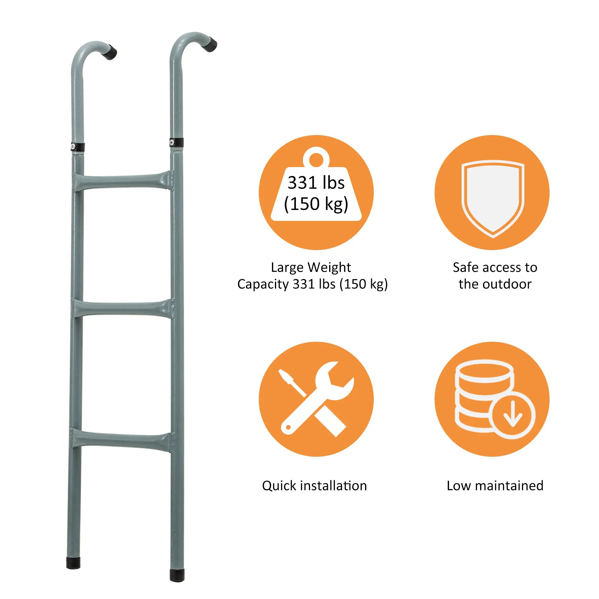 Steel Trampoline Ladder, 3-Step, Fits 12ft & 14ft, 330 lbs Trampolines at Gallery Canada