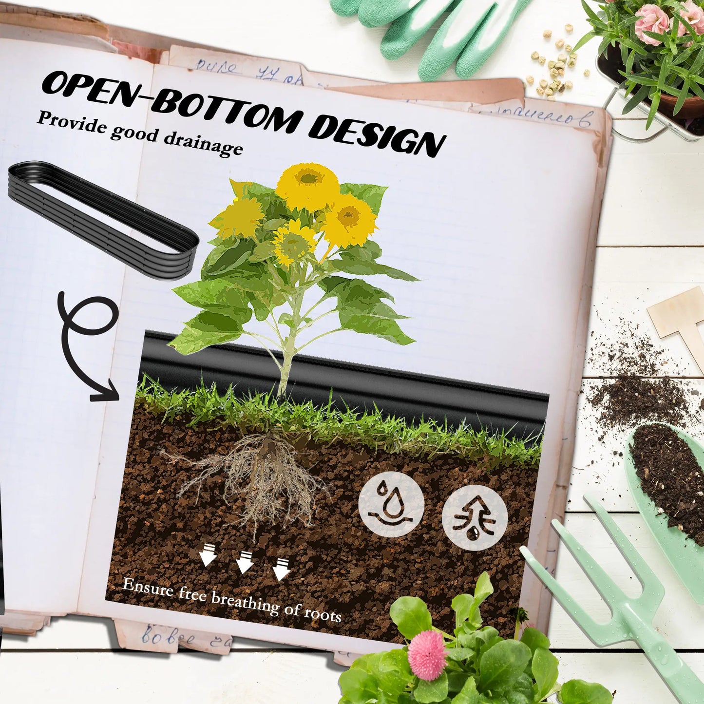 7.9 x 2 x 1ft Galvanized Raised Garden Bed, Metal Planter Box, Dark Grey Raised Garden Beds at Gallery Canada