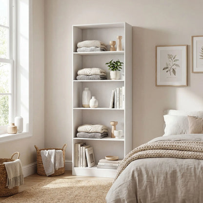 5-Tier Bookcase, Adjustable Shelves, Storage Bookshelf, White Display Bookshelves at Gallery Canada