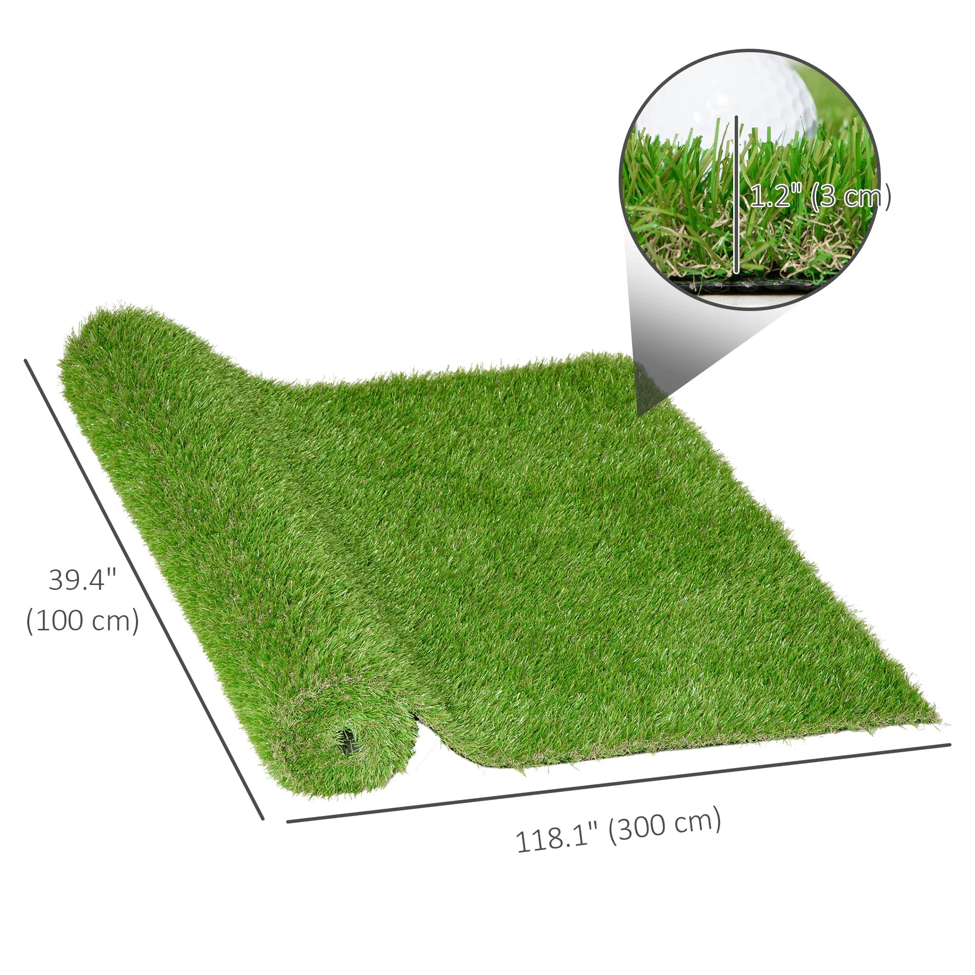 Artificial Grass 10' x 3', UV Protection, Drain Holes, Green Garden Decor at Gallery Canada