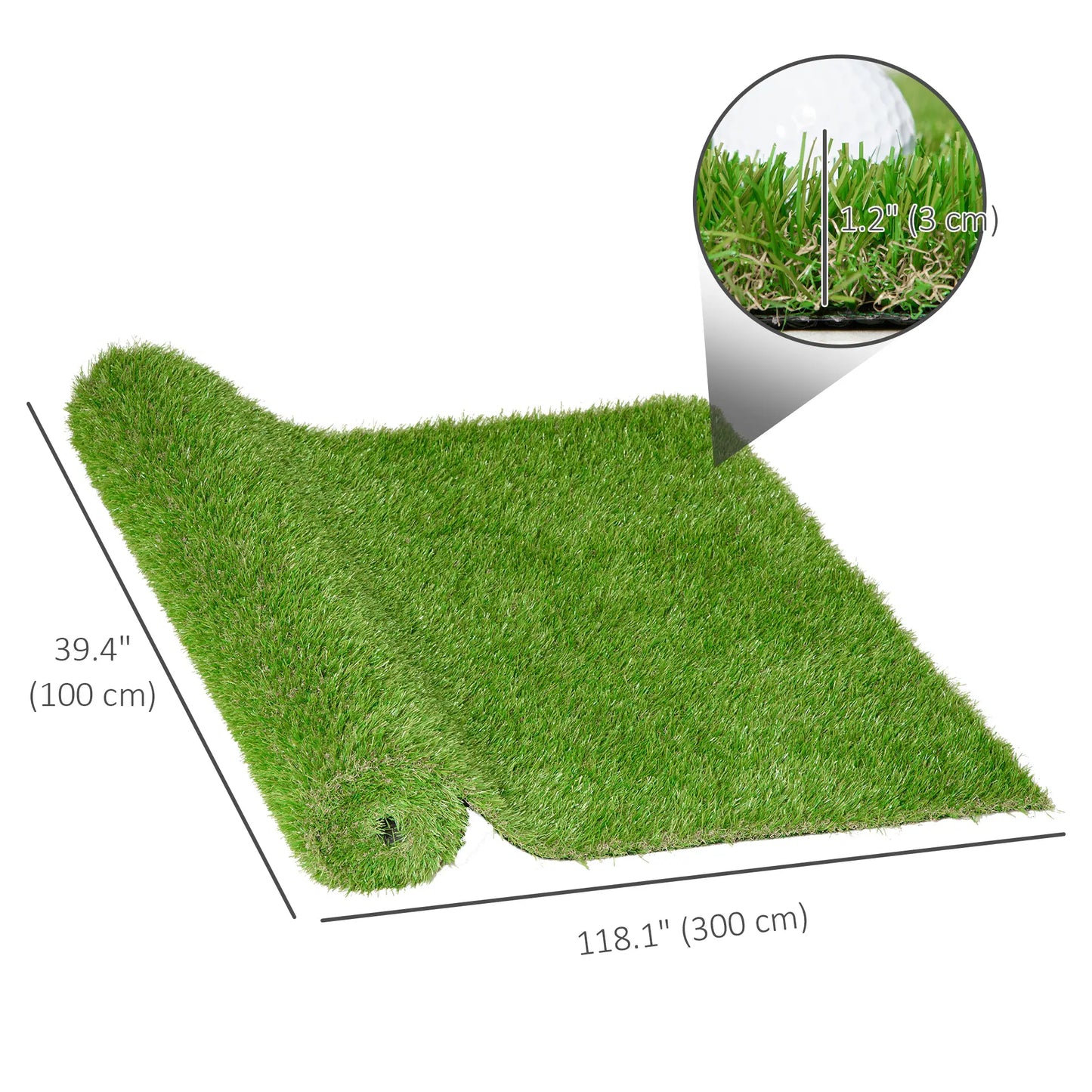 Artificial Grass 10' x 3', UV Protection, Drain Holes, Green Garden Decor at Gallery Canada