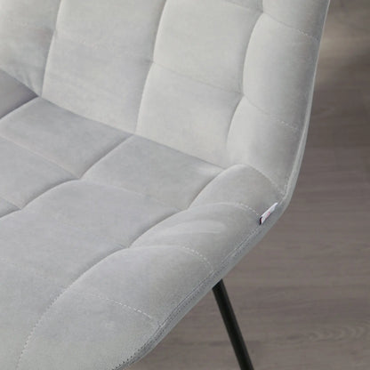 2 Dining Chairs, Upholstered Kitchen Set, Padded Seat, Steel Legs, Light Grey Dining Chairs at Gallery Canada