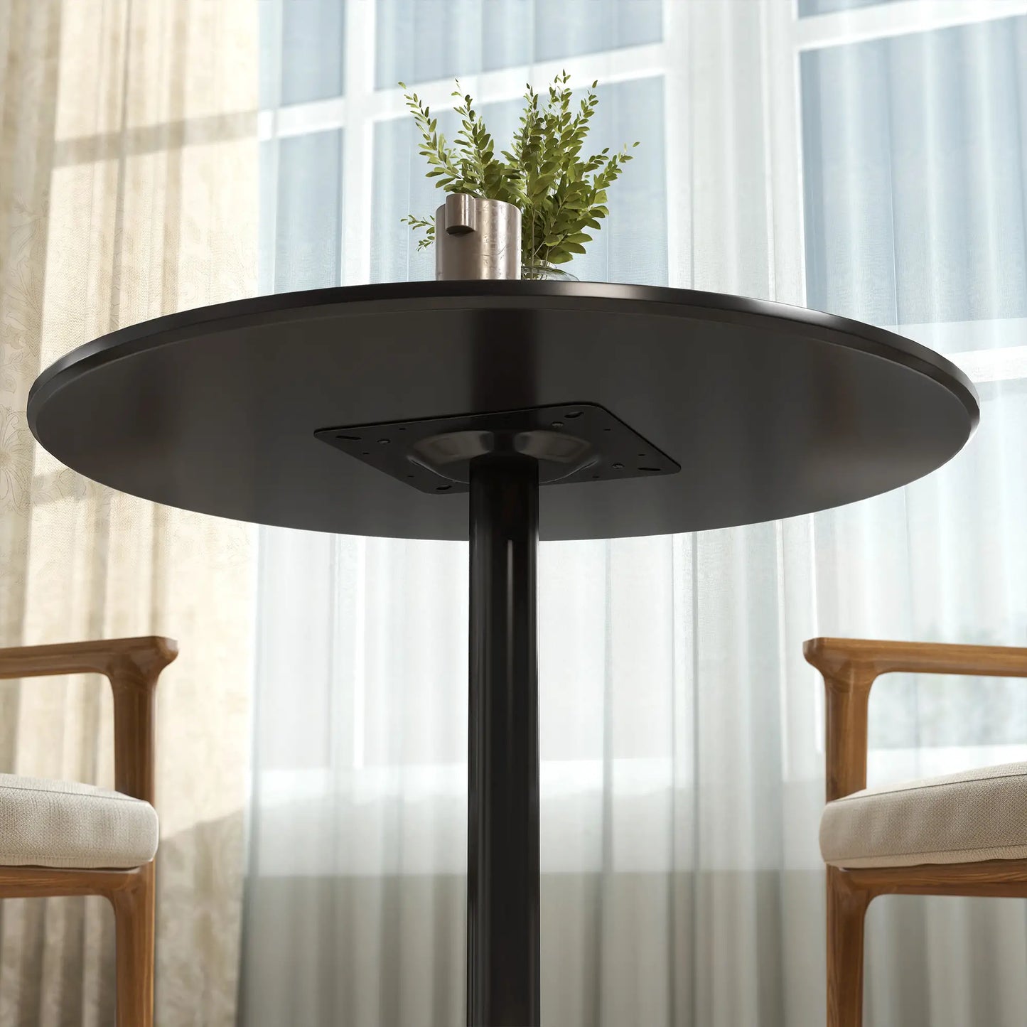 Modern Kitchen Table For 2, Round Dining Table With Steel Base, Black Dining Tables at Gallery Canada