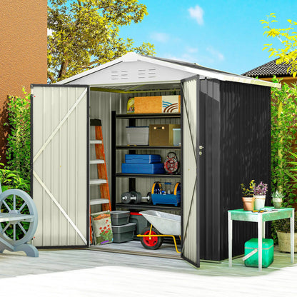 6.5' x 4' Metal Outdoor Storage Shed, Lockable Doors, 4 Vents, Dark Grey Sheds at Gallery Canada