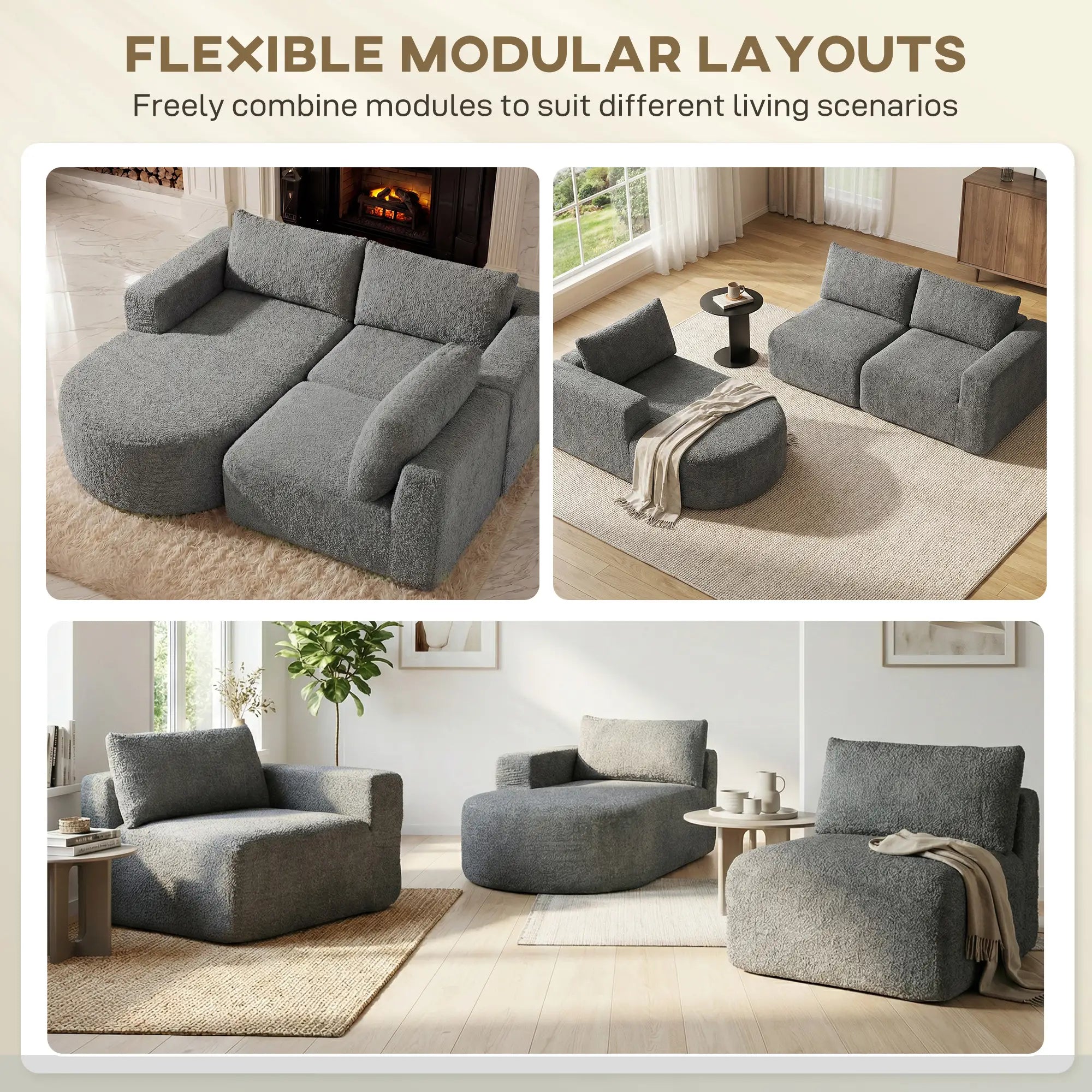 L-Shaped Modular Sectional Sofa, With Chaise And Deep Seat, Dark Grey 3-Seater Sofas at Gallery Canada