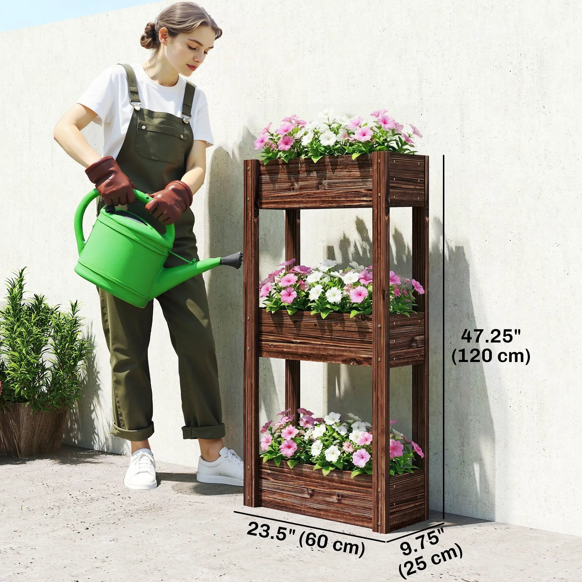 3-Tier Wooden Raised Garden Bed, 23.6