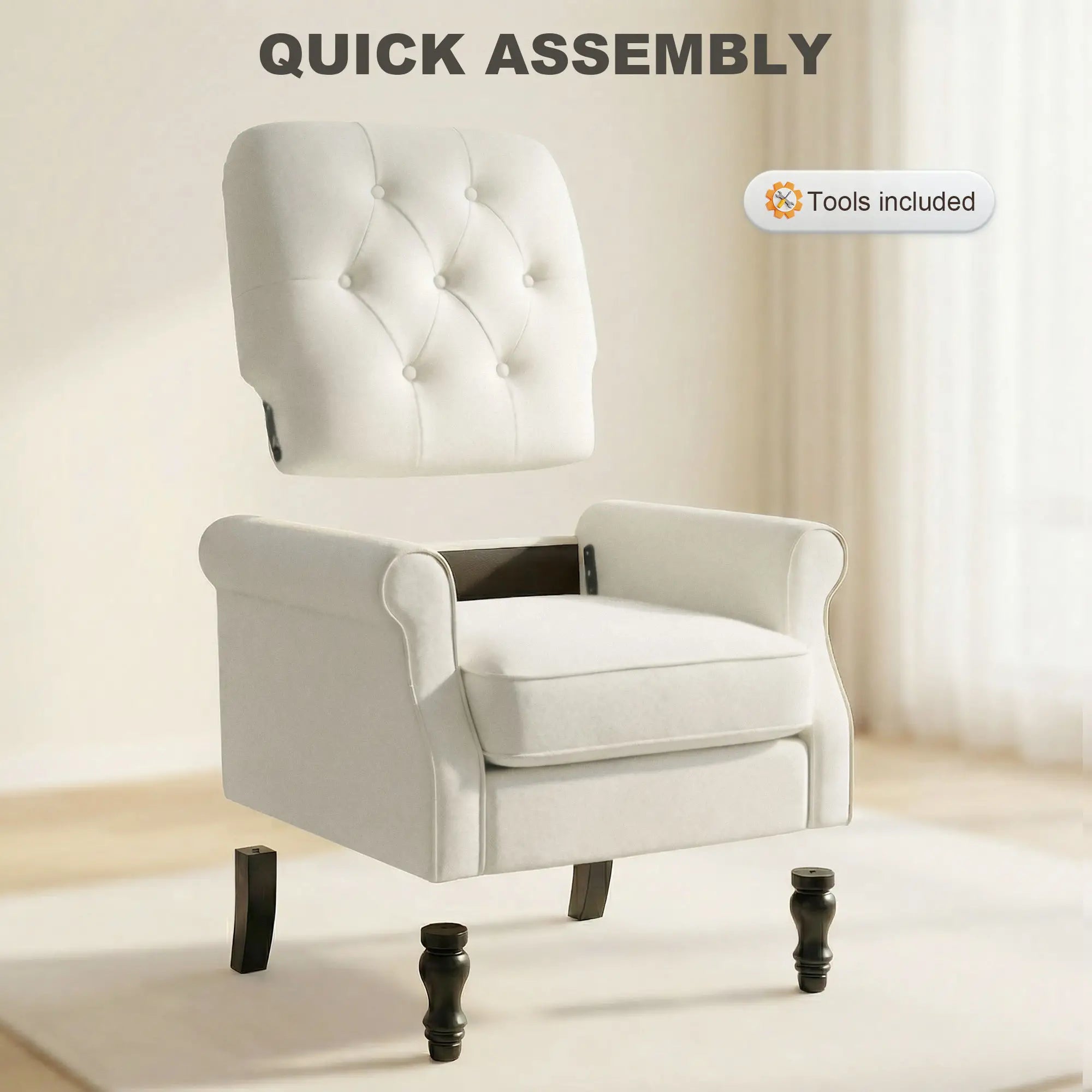 Accent Chair, Mid-Century Modern Armchair, Cream White Single Sofas at Gallery Canada