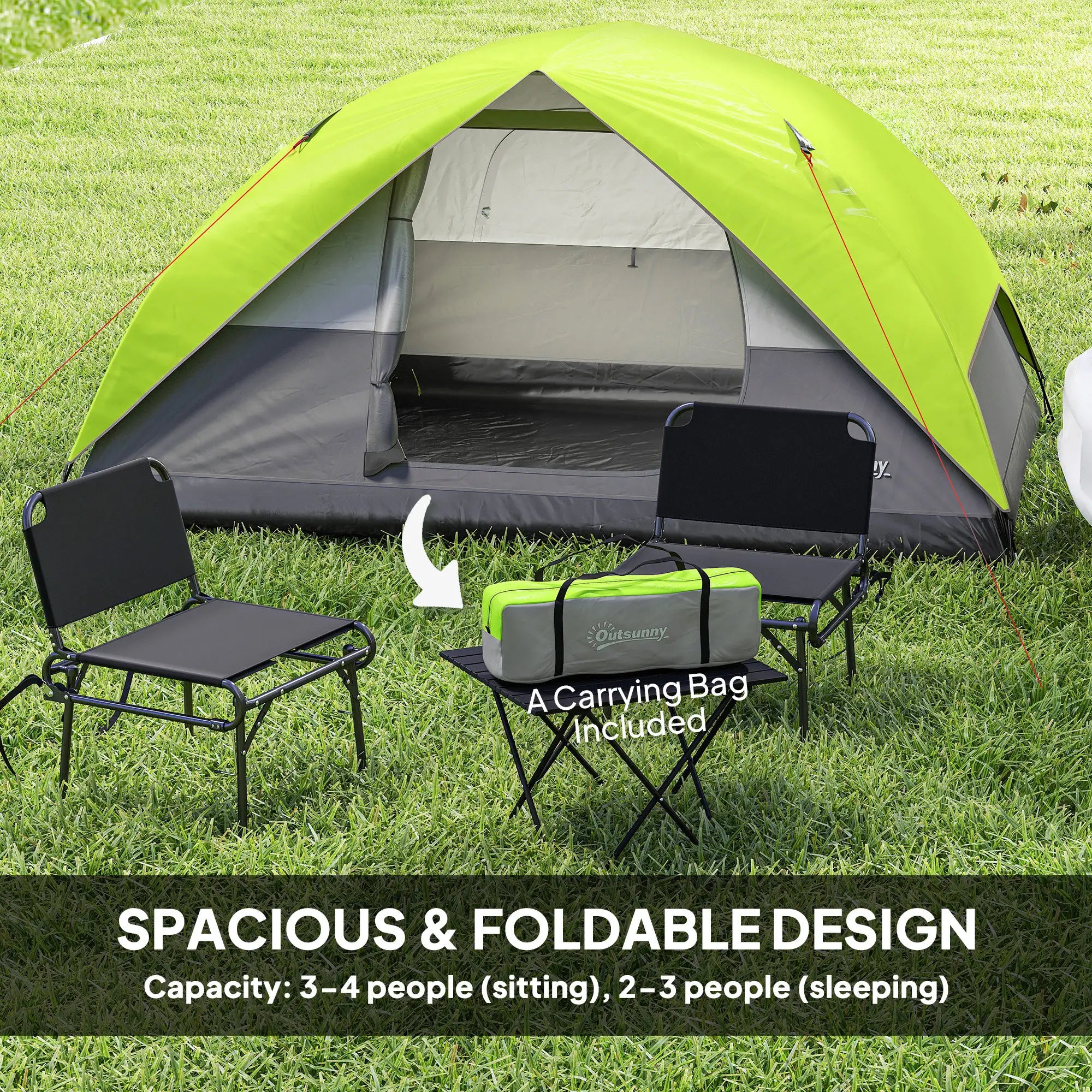 Pop Up Camping Tent, 3-4 Person, Waterproof Dome Tent, Mesh Window Camping Tents at Gallery Canada
