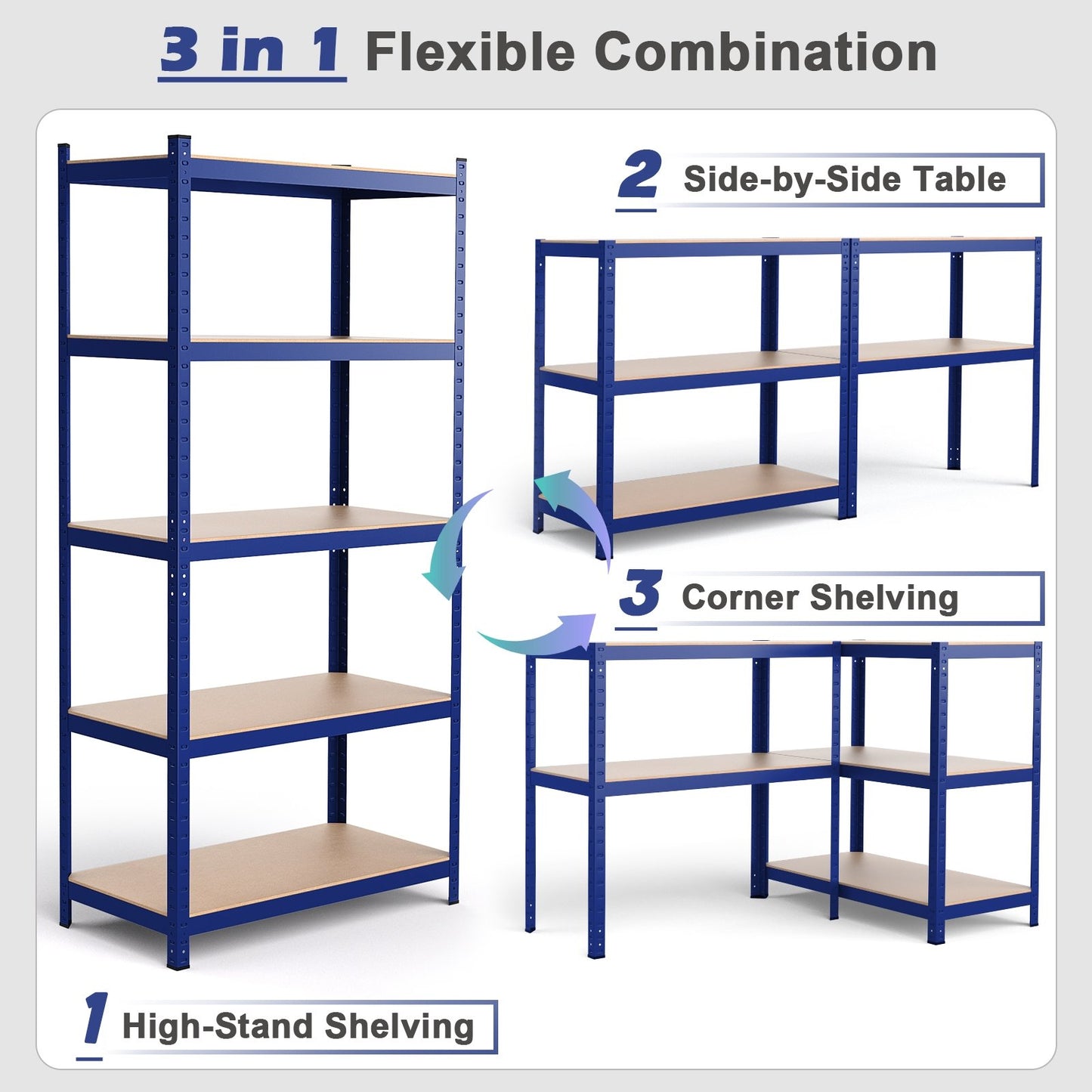 35.5 x 71 Inch Adjustable 5-Layer 2000 lbs Capacity Tool Shelf, Blue - Gallery Canada