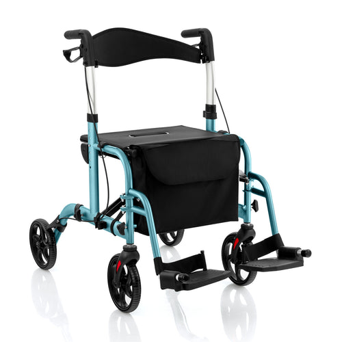 Adjustable Folding Rollator Walker, With Storage Space, Blue