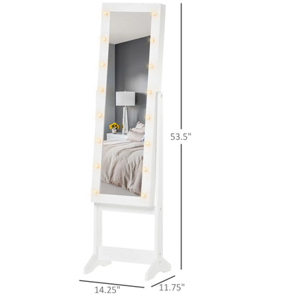Free Standing Armoire Organizer, Lighted Mirrored Jewelry Cabinet, Angle Adjustable, 16 LED Lights Jewelry Armoire & Jewellery Mirror Cabinets at Gallery Canada