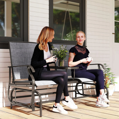 Outdoor Glider Rocking Chair, 2 Person Loveseat, Garden Bench, Grey Outdoor Gliders at Gallery Canada