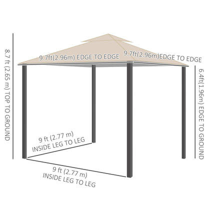 Deck Gazebo with Curtains, Mesh Screen, 10ft x 10ft, Khaki Gazebos at Gallery Canada