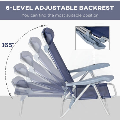 Set of 2 Fishing Chairs, Adjustable Backrest, Headrest, Folding, Dark Blue Picnic Tables & Camping Chairs at Gallery Canada