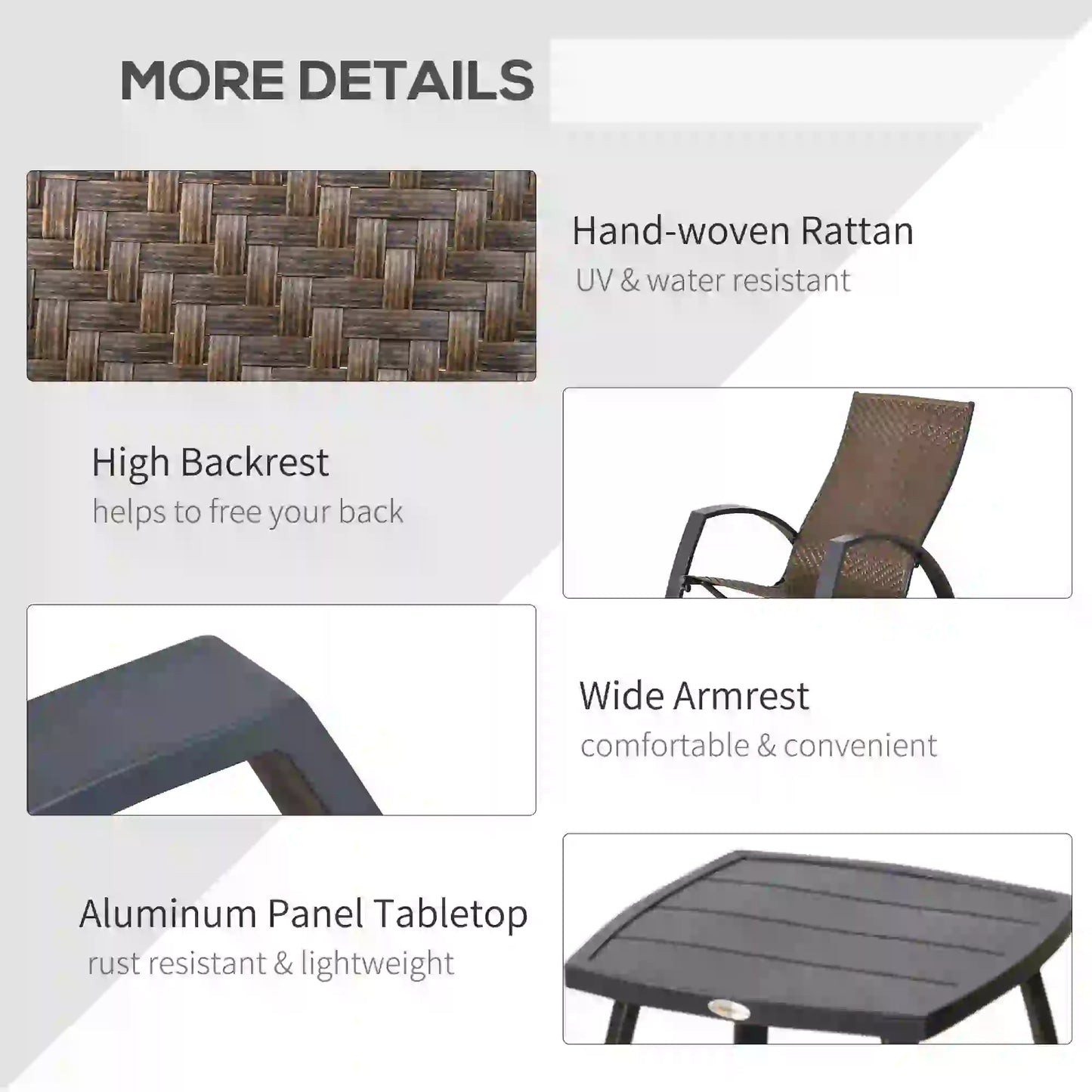 3 Pc Patio Wicker Rocking Chair Set, Outdoor PE Rattan, Brown Outdoor Rocking Chairs at Gallery Canada