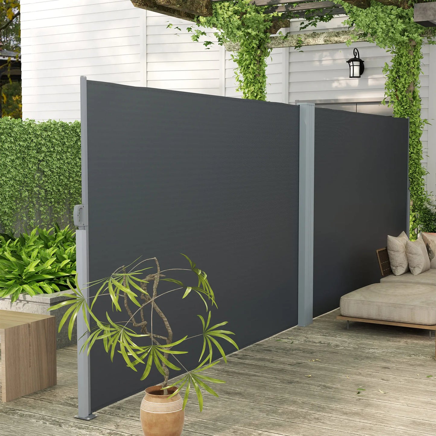 Retractable Double Side Awning, 79"x236", Charcoal Grey Retractable Side Awning at Gallery Canada