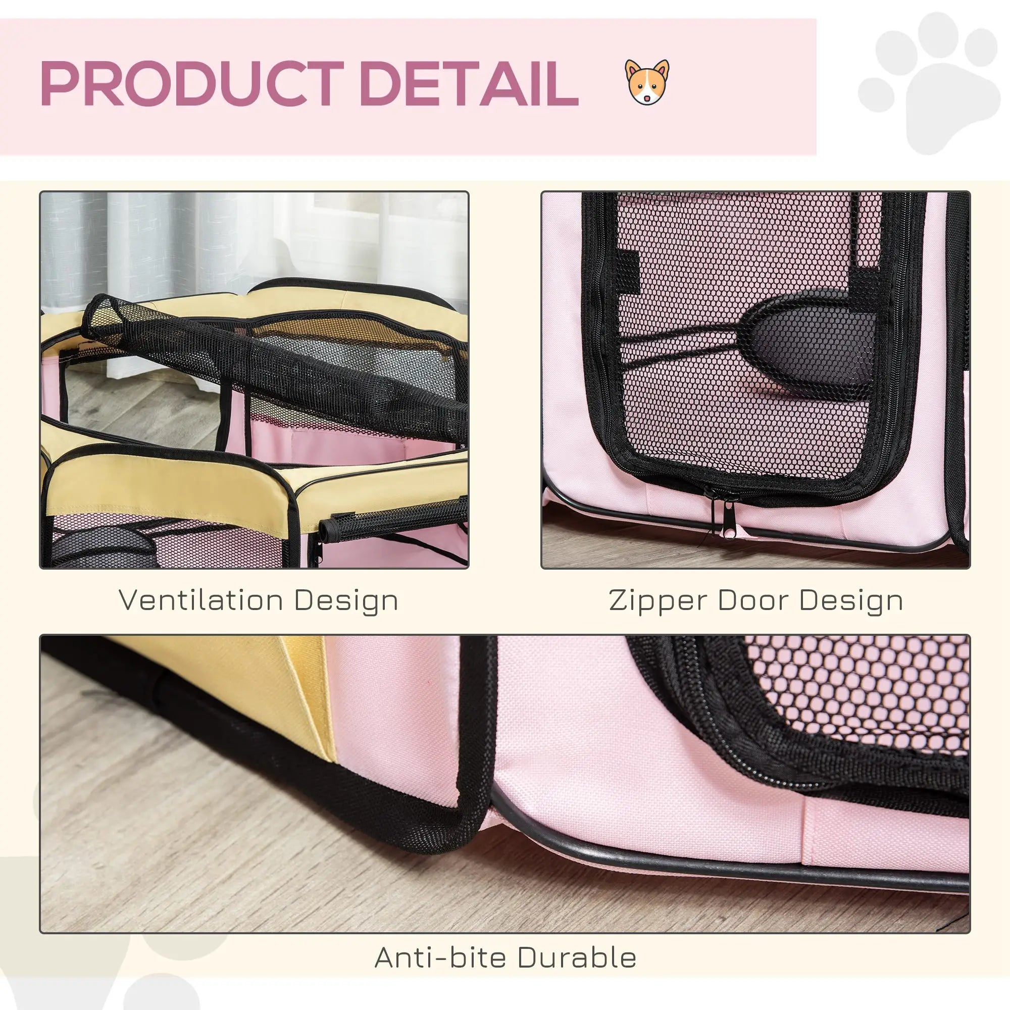 49-Inch Large Pet Playpen, Portable Dog Cat Cage, Carry Bag, Pink Houses, Kennels & Pens at Gallery Canada