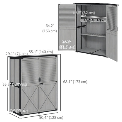 Outdoor Storage Cabinet, Wood Garden Shed, Steel Frame, Asphalt Roof, 2 Shelves, Lockable Doors, Grey Sheds at Gallery Canada