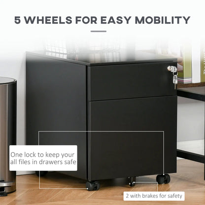 Lockable File Cabinet, Steel Filing Cabinet on Wheels for Legal, A4, Letter Size, with Pencil Tray for Home Office Office Cabinets & Cupboards at Gallery Canada