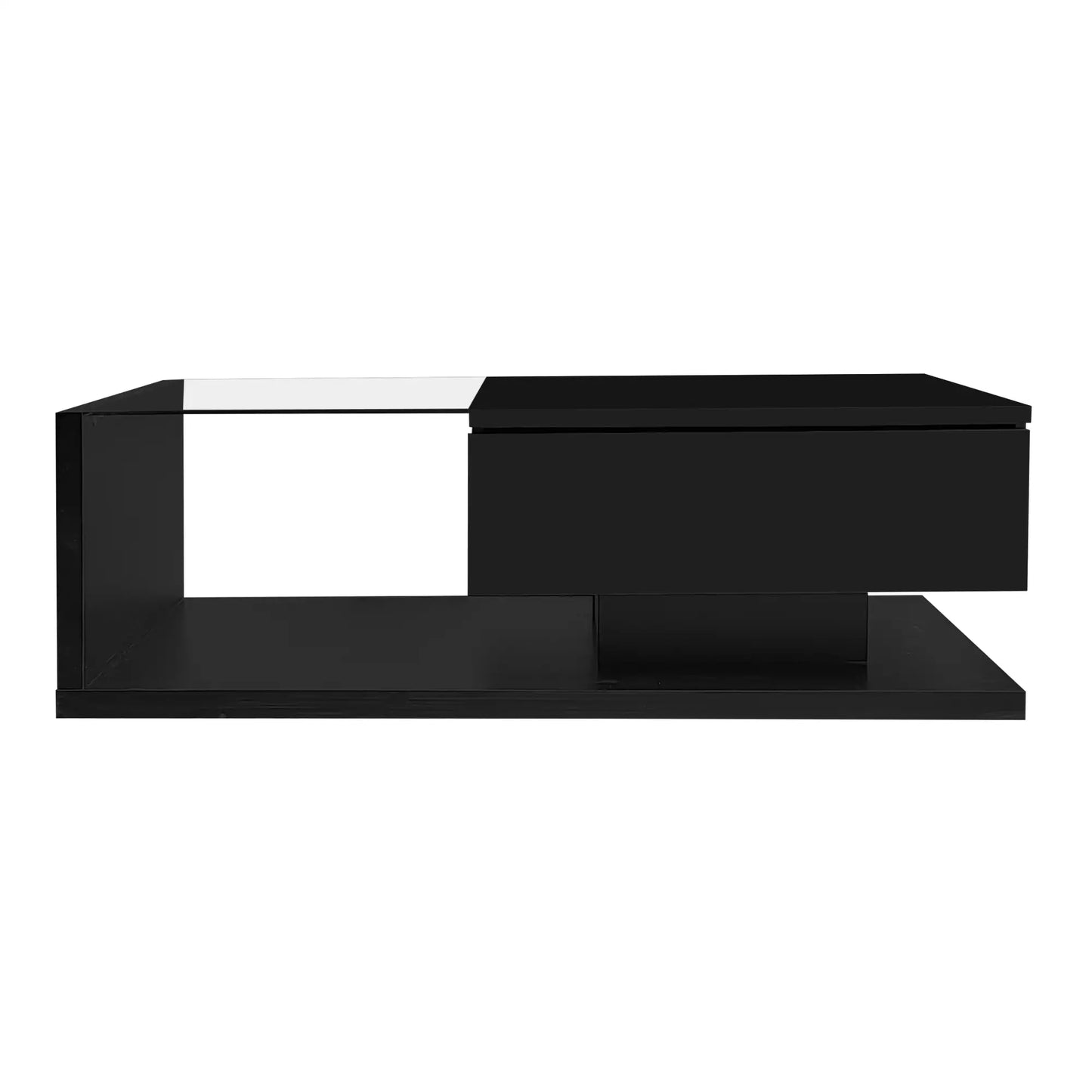 Coffee Table, Glass Top with LED, 41.5" L x 21.5" W x 12.5" H, Black Coffee Tables Black at Gallery Canada