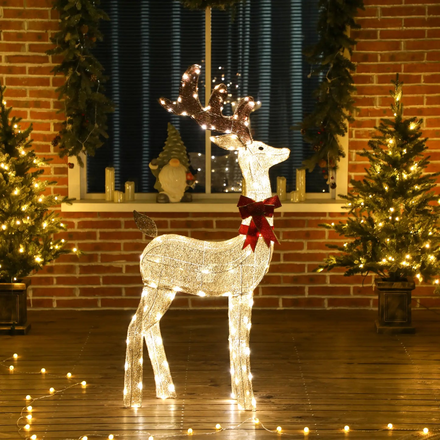 4.4FT Lighted Christmas Deer, Rotating Head, 123 LED Lights, Outdoor Waterproof Christmas Decorations at Gallery Canada