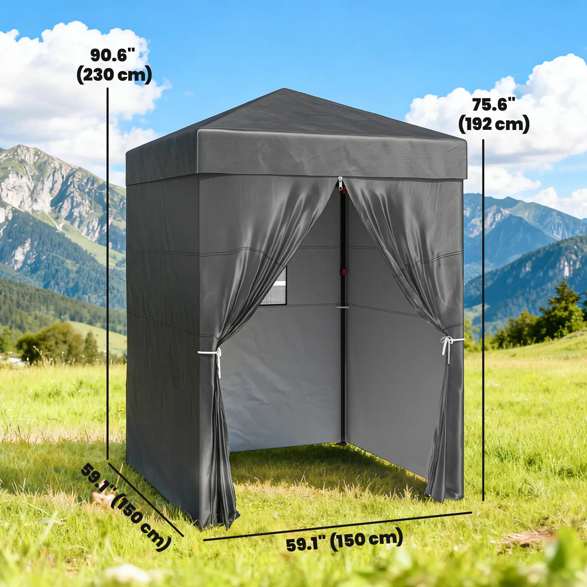 5 x 5 ft Compact Pop Up Canopy Tent, UPF 50+ Changing Room, Portable Instant Privacy Canopy, Dark Grey Pop Up Canopies at Gallery Canada