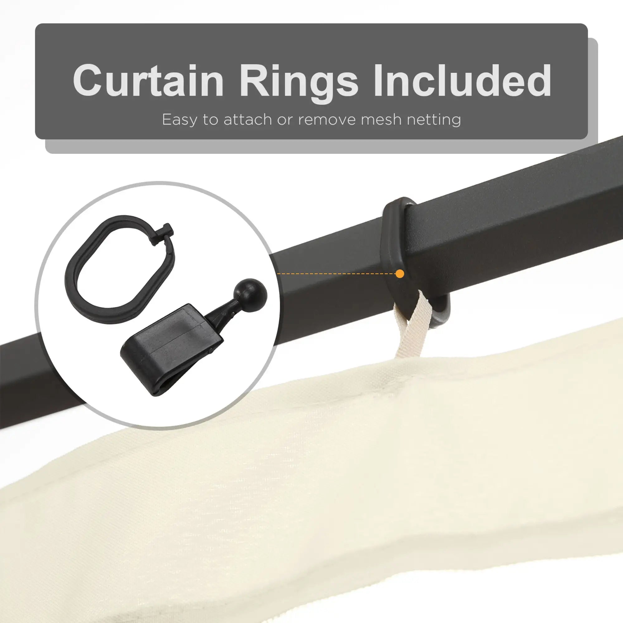 Replacement Mosquito Netting, Gazebo 12' x 12', Cream White, Black Gazebo Sidewalls at Gallery Canada