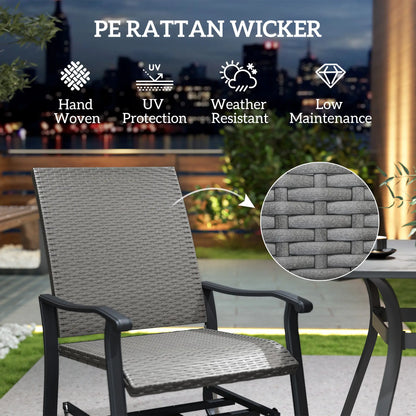 Set of 2 Rattan Patio Gliders, Wicker Outdoor Swivel Chairs, Grey Outdoor Gliders at Gallery Canada