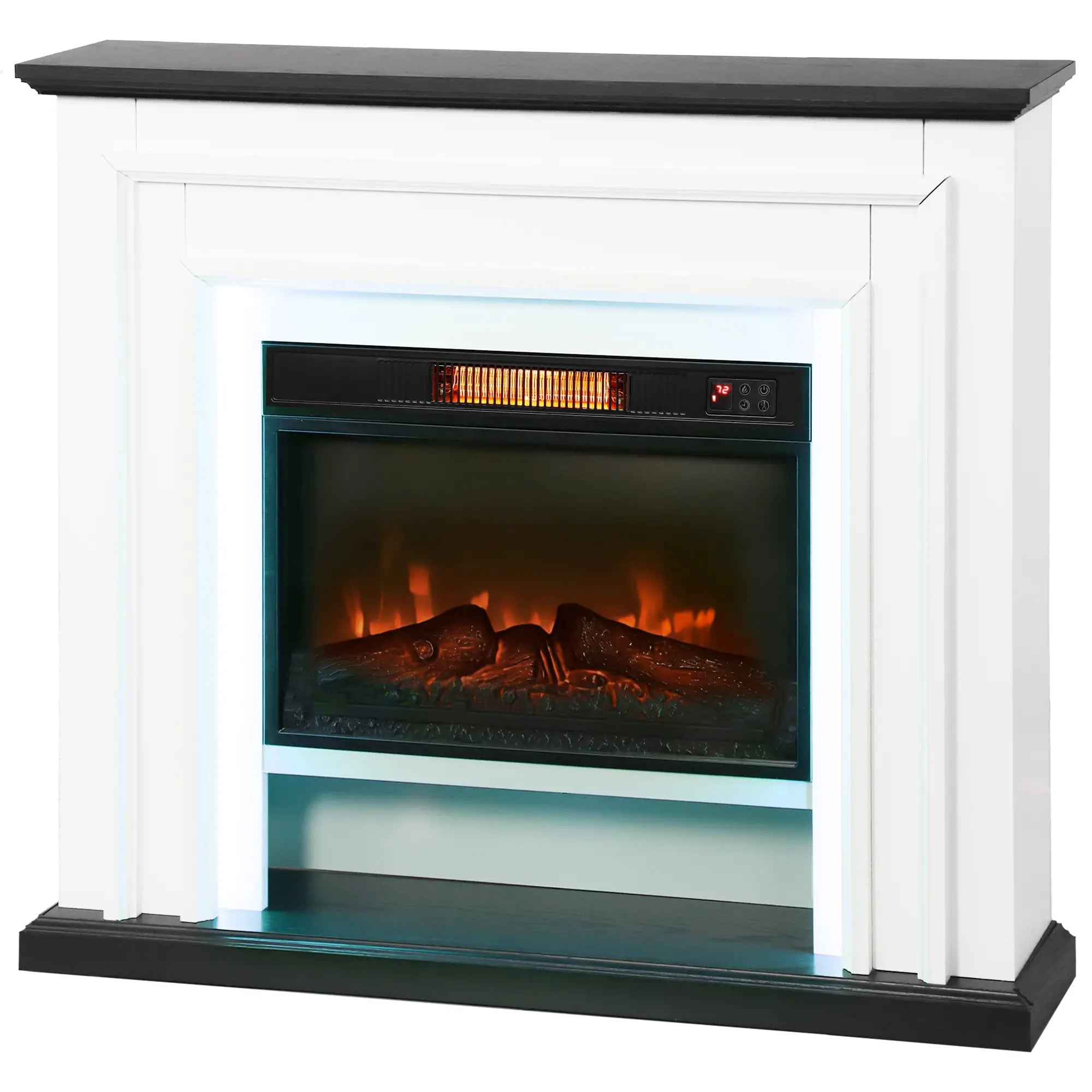 41 Inch Electric Fireplace, 1400W Heater, Adjustable 3D Flame, Black and White Electric Fireplaces Black, White at Gallery Canada