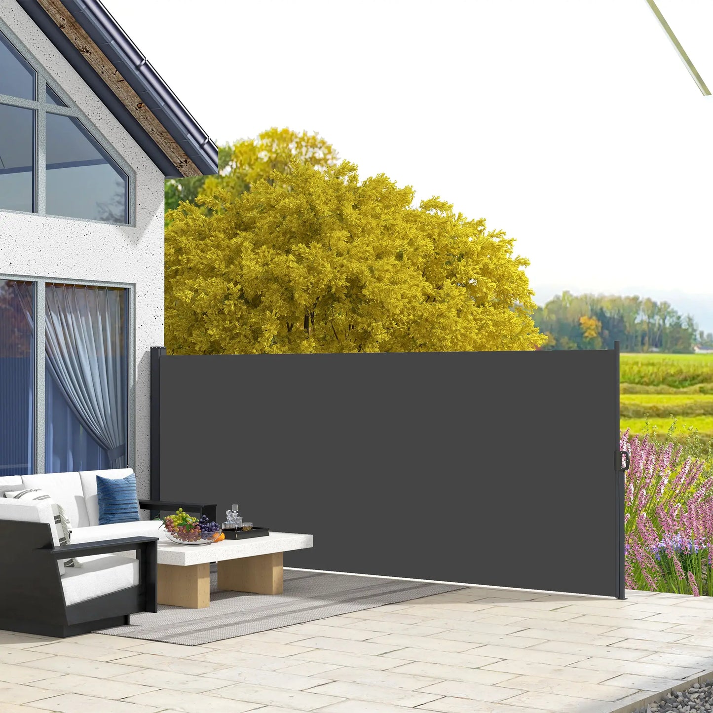 13' x 6' Retractable Side Awning, Outdoor Privacy Screen, Black Retractable Side Awning at Gallery Canada