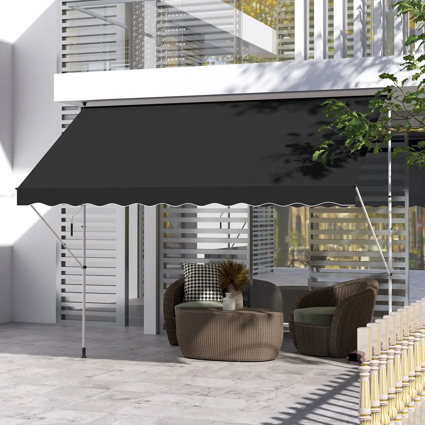 10x5ft Manual Retractable Awning, For Window Door Porch, Black Deck Awnings at Gallery Canada