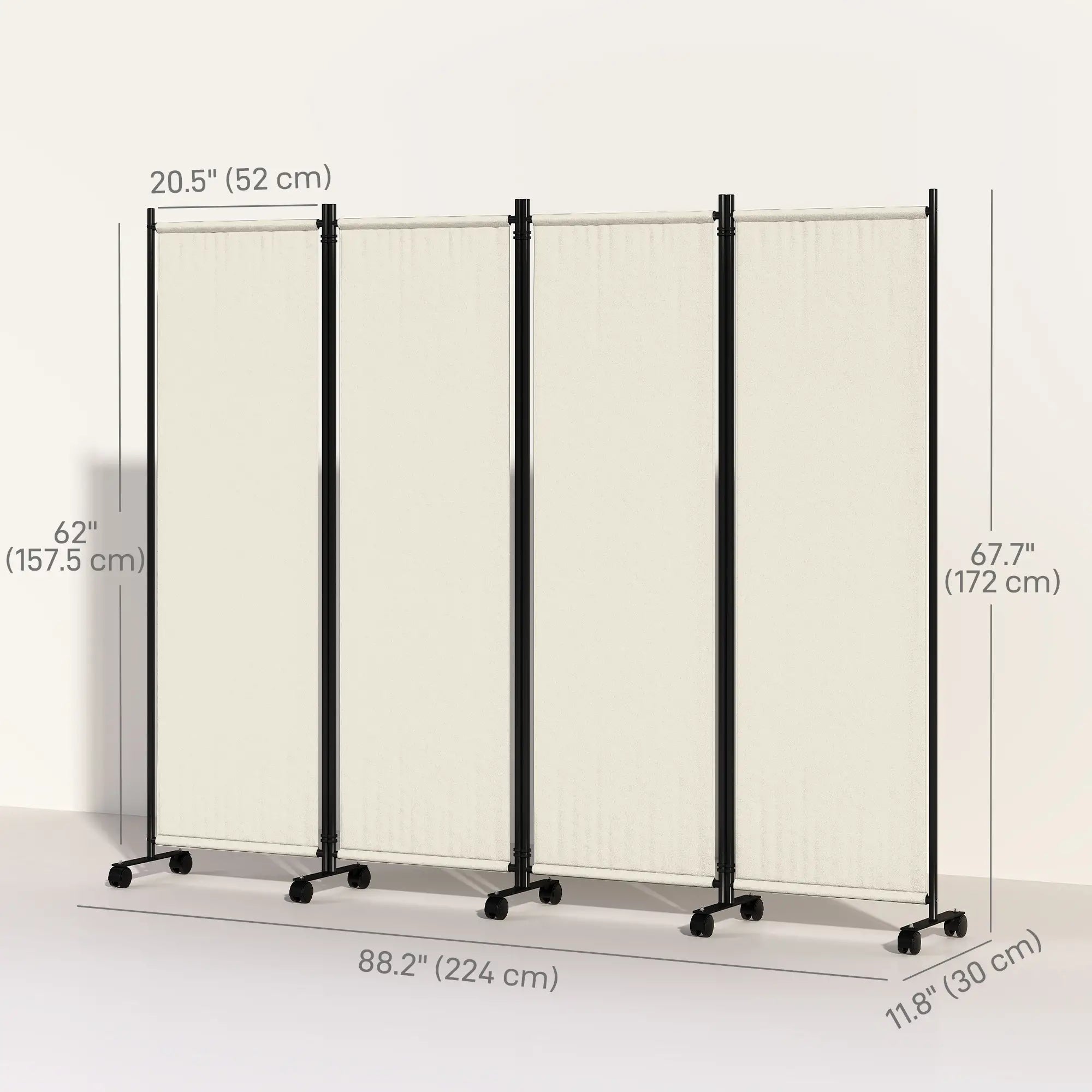 Folding Room Divider with Wheels, Privacy Screen, 5.6ft Tall Side Awnings at Gallery Canada