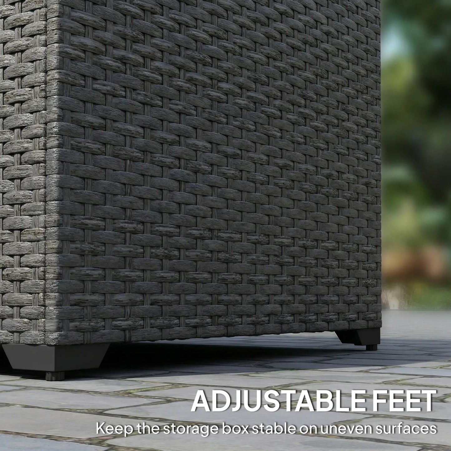 67 Gallon Rattan Deck Box, Waterproof Zippered Liner, Grey Patio Storage Boxes at Gallery Canada