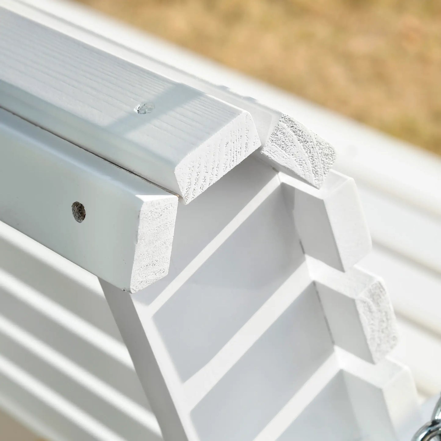 2 Seater Wooden Porch Swing, Outdoor Patio Chair with Cup Holder, White Hanging Porch Swings at Gallery Canada