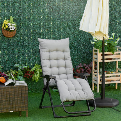 Zero Gravity Reclining Chair, Adjustable Backrest, Folding Sun Lounger, Removable Cushion, Light Grey Lounger Chairs at Gallery Canada