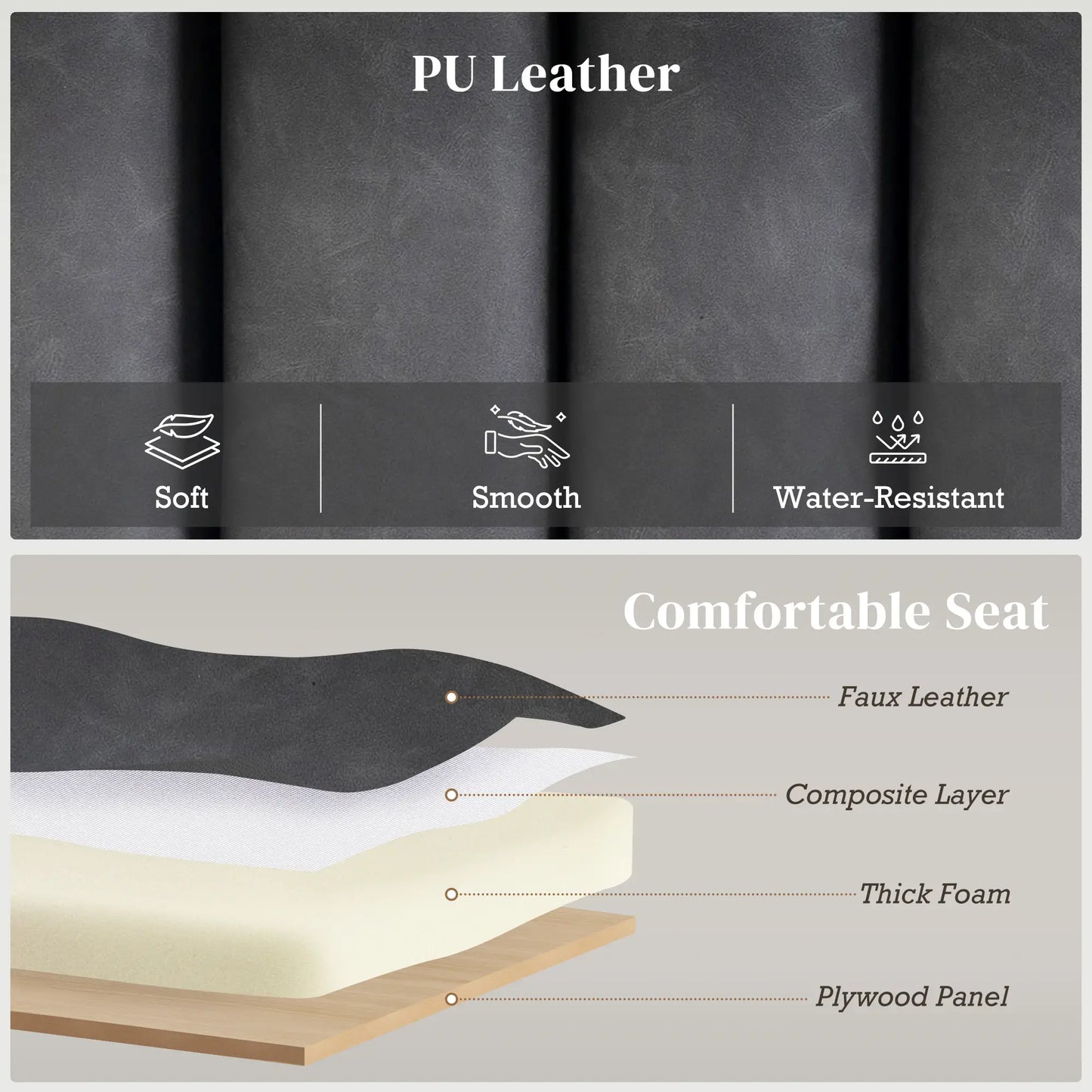 PU Leather Bedroom Bench, Cylindrical Seat, Metal Legs, Black Storage Ottomans & Benches at Gallery Canada