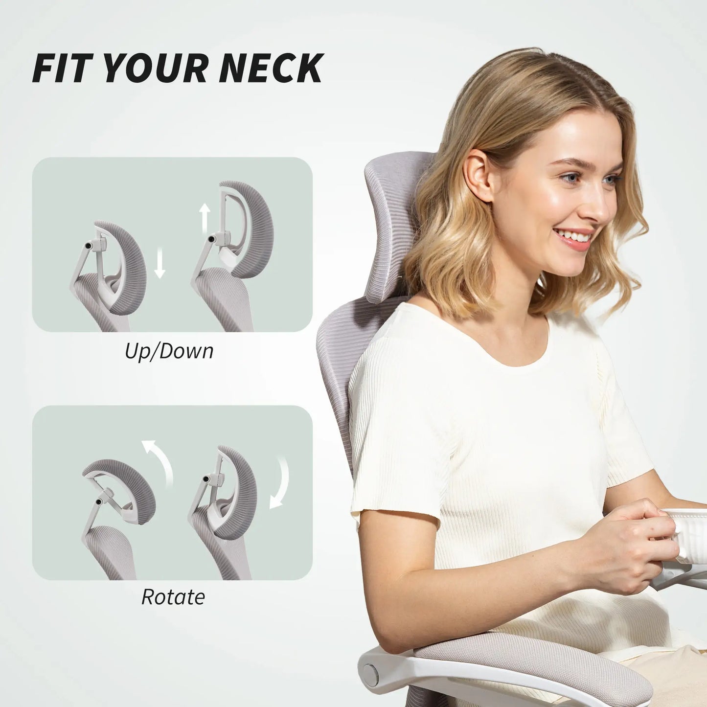 Ergonomic Office Chair, Mesh Reclining Desk Chair, Adjustable Lumbar Support, Headrest, Grey Office Chairs at Gallery Canada