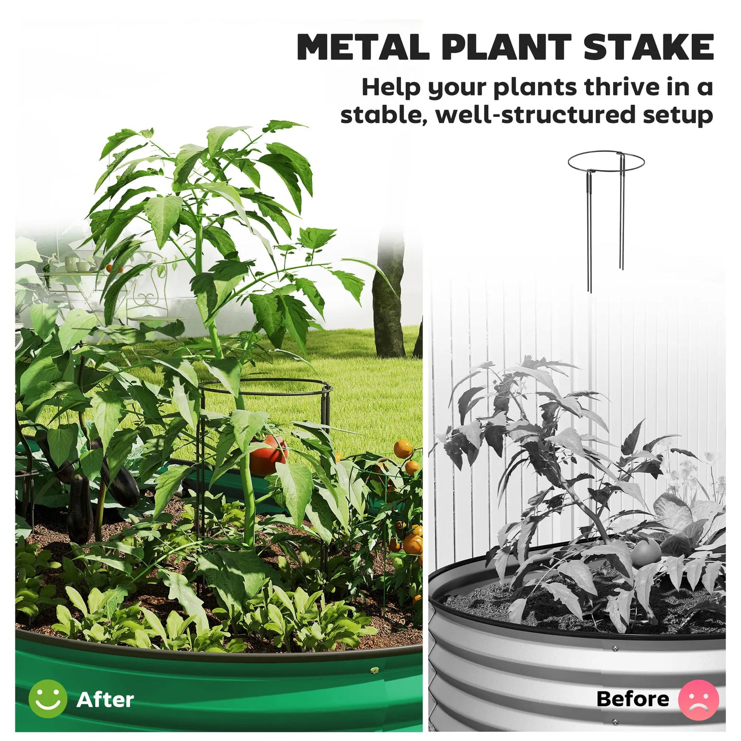 7' x 3' x 1' Parterre de jardin surélevé galvanisé, Tuteur de plante métallique vert, Vert