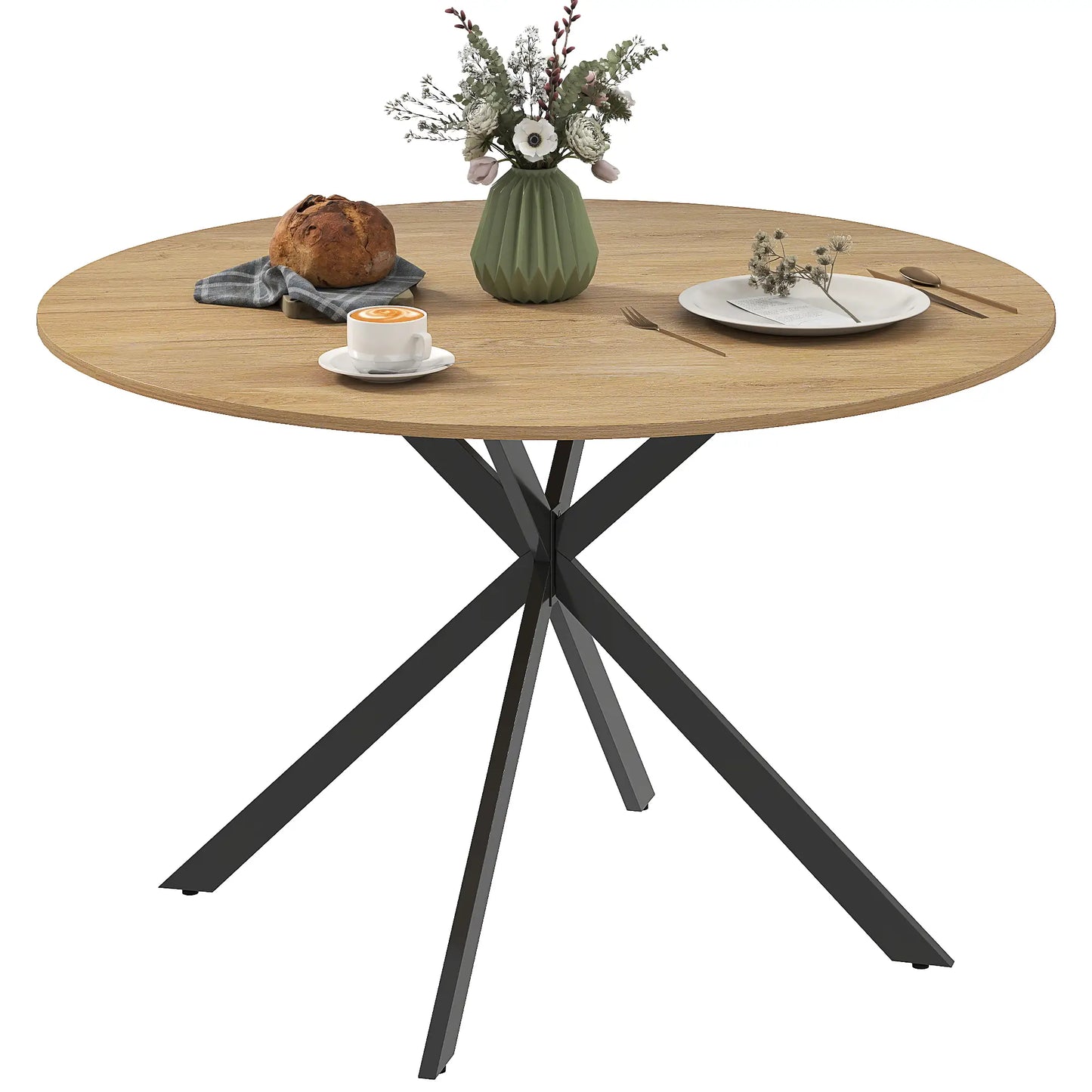 47" Round Kitchen Table For 4, Industrial Dining Table, And Black, Brown Dining Tables at Gallery Canada