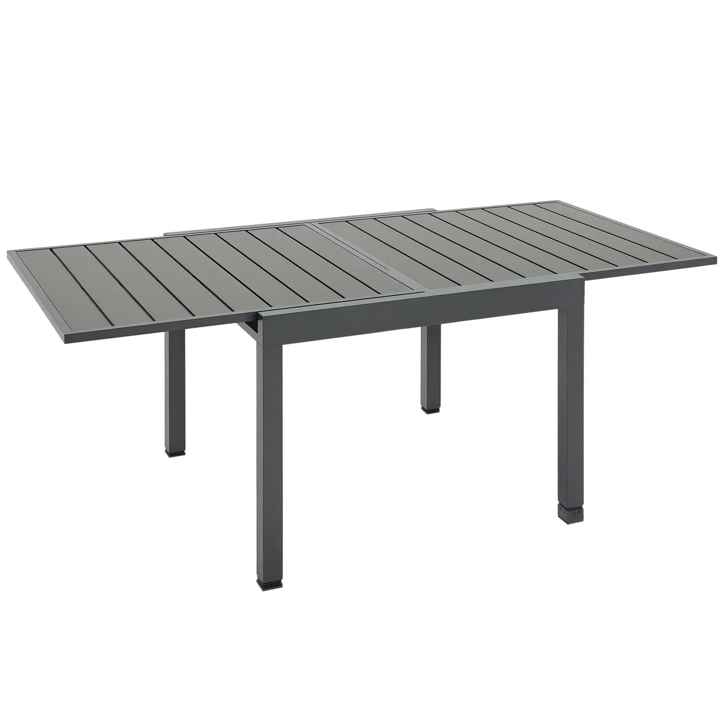 Extendable Metal Outdoor Dining Table, 4-6 Person, Rectangular, Grey Patio Dinning Tables Grey at Gallery Canada