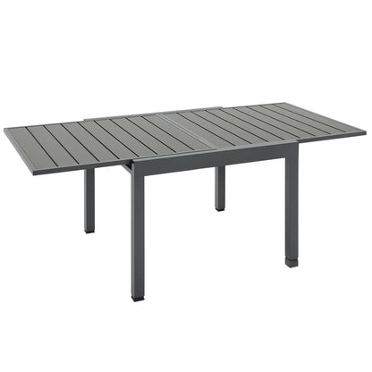 Extendable Metal Outdoor Dining Table, 4-6 Person, Rectangular, Grey Patio Dinning Tables Grey at Gallery Canada