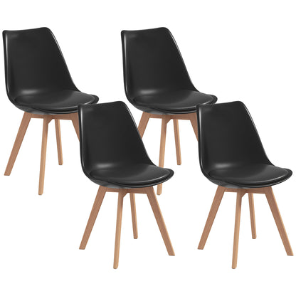 Modern Dining Table Chairs Set of 4, Rubber Wood Kitchen Table Chairs with PU Leather Cushion for Living Room, Bedroom at Gallery Canada