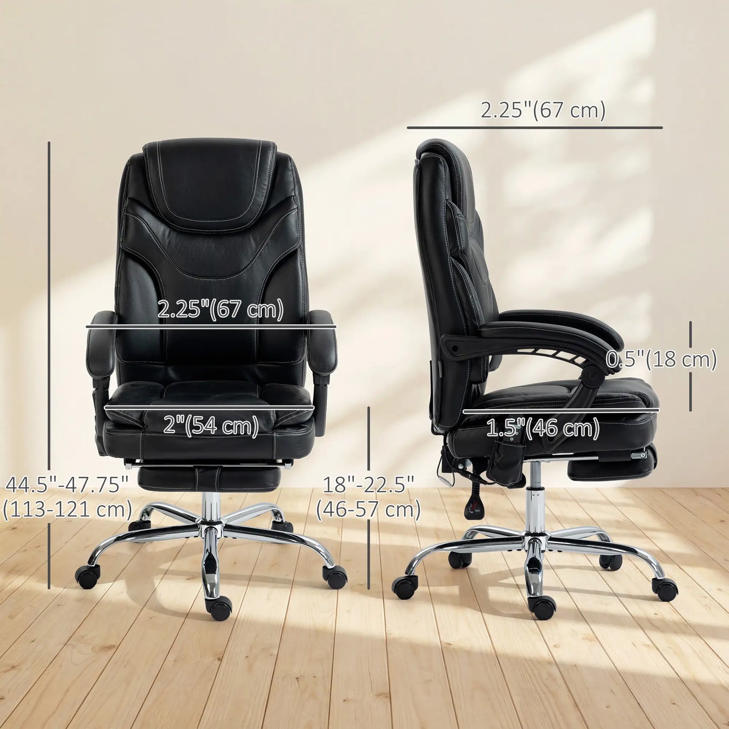 6 Point Vibration Massage Office Chair, PU Leather, Heated, Black Massage Chairs at Gallery Canada