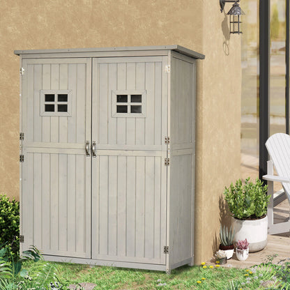 4x1.5ft Wooden Garden Storage Shed, Outdoor Tool Cabinet, Grey Sheds at Gallery Canada