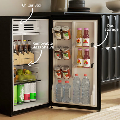 Retro Mini Fridge, 3.1 Cu. Ft, Adjustable Thermostat, 2 Glass Shelves, Black Small Kitchen Appliances at Gallery Canada