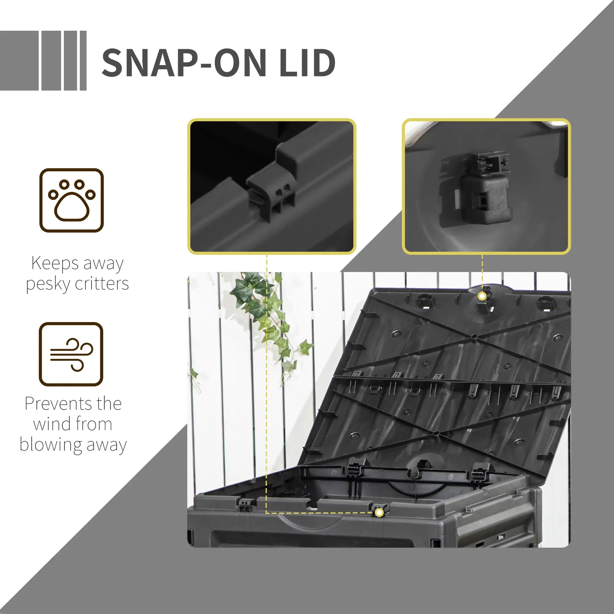 Garden Composter, 120 Gallon (450L), 80 Vents, 2 Sliding Doors, Black Outdoor Compost Bin at Gallery Canada