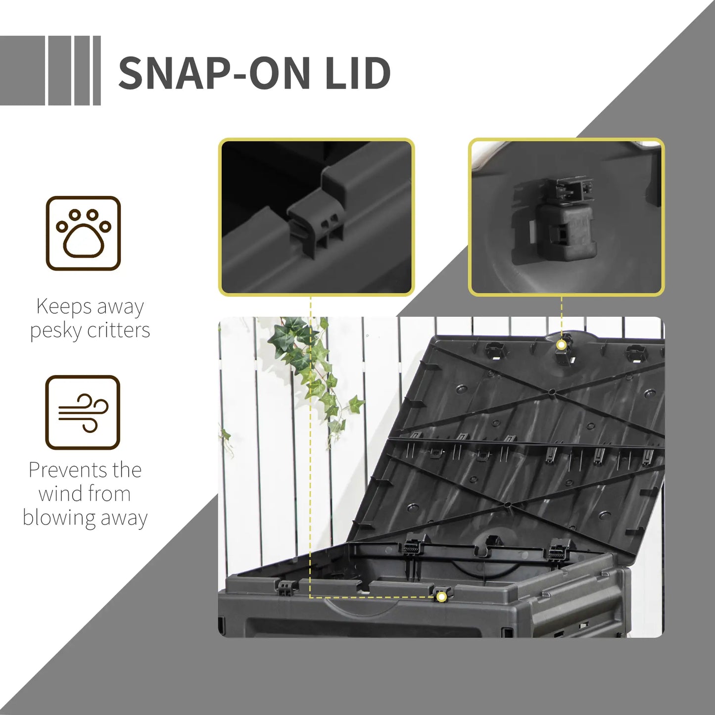 Garden Composter, 120 Gallon (450L), 80 Vents, 2 Sliding Doors, Black Outdoor Compost Bin at Gallery Canada