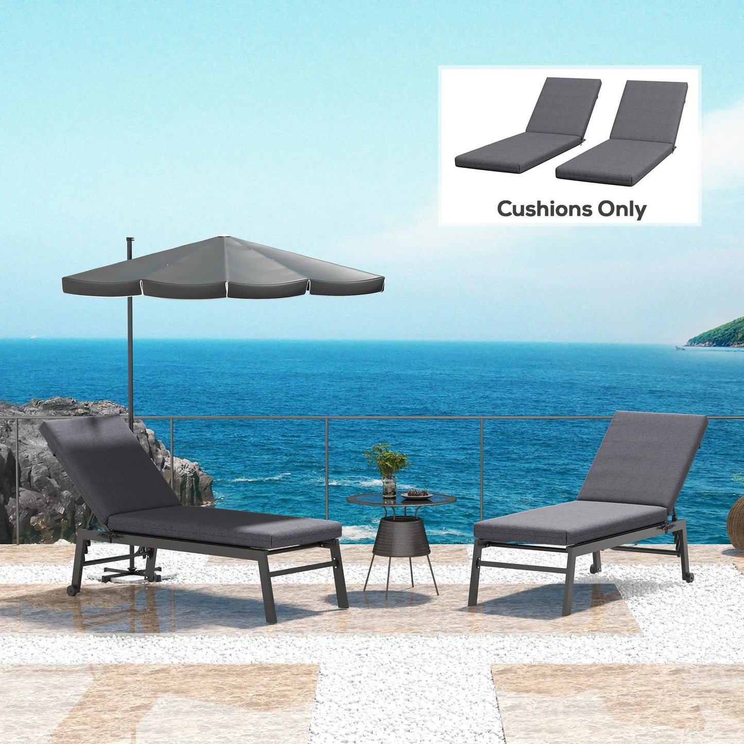 2-Piece Patio Chair Cushion Set with Ties, Indoor Outdoor, Grey Patio Chair Cushions at Gallery Canada