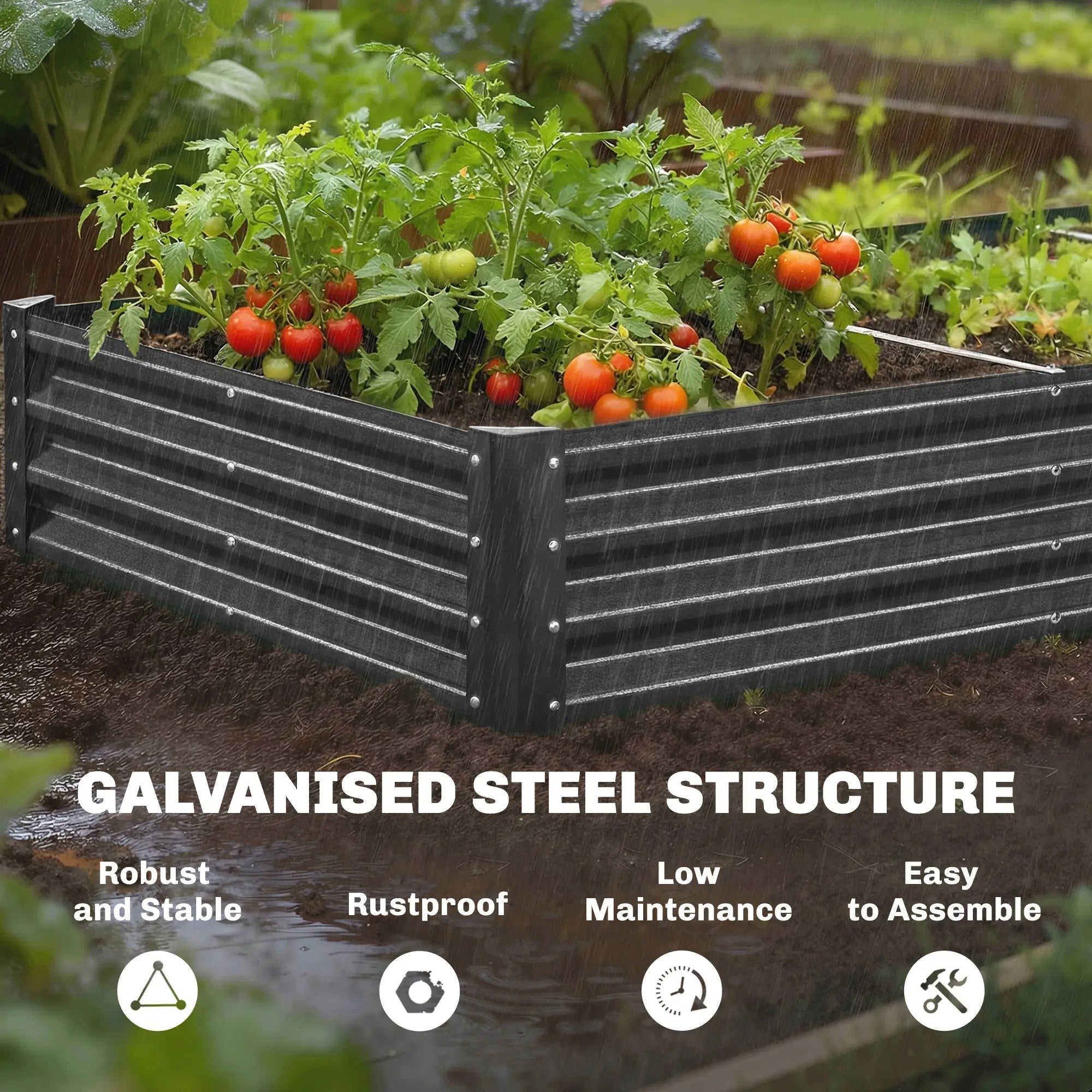 Galvanized Raised Garden Bed, 12 x 4 x 1ft, Reinforced Planter Box, Dark Grey Galvanized Planter Boxes at Gallery Canada