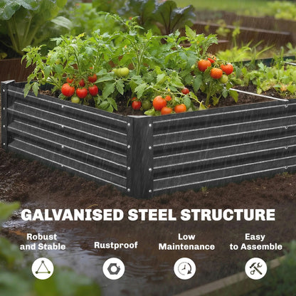 Galvanized Raised Garden Bed, 12 x 4 x 1ft, Reinforced Planter Box, Dark Grey Galvanized Planter Boxes at Gallery Canada